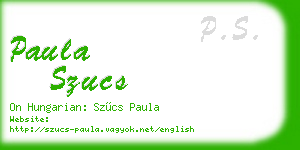 paula szucs business card